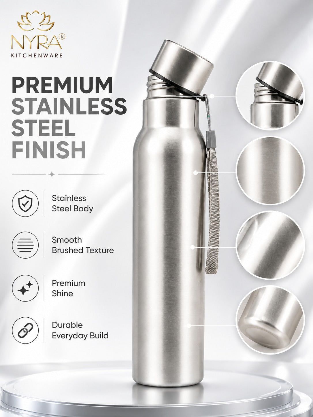 Stainless Steel Single-Walled Water Bottle with a String