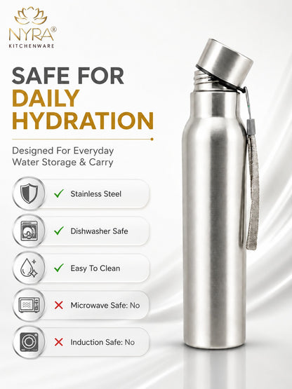Stainless Steel Single-Walled Water Bottle with a String