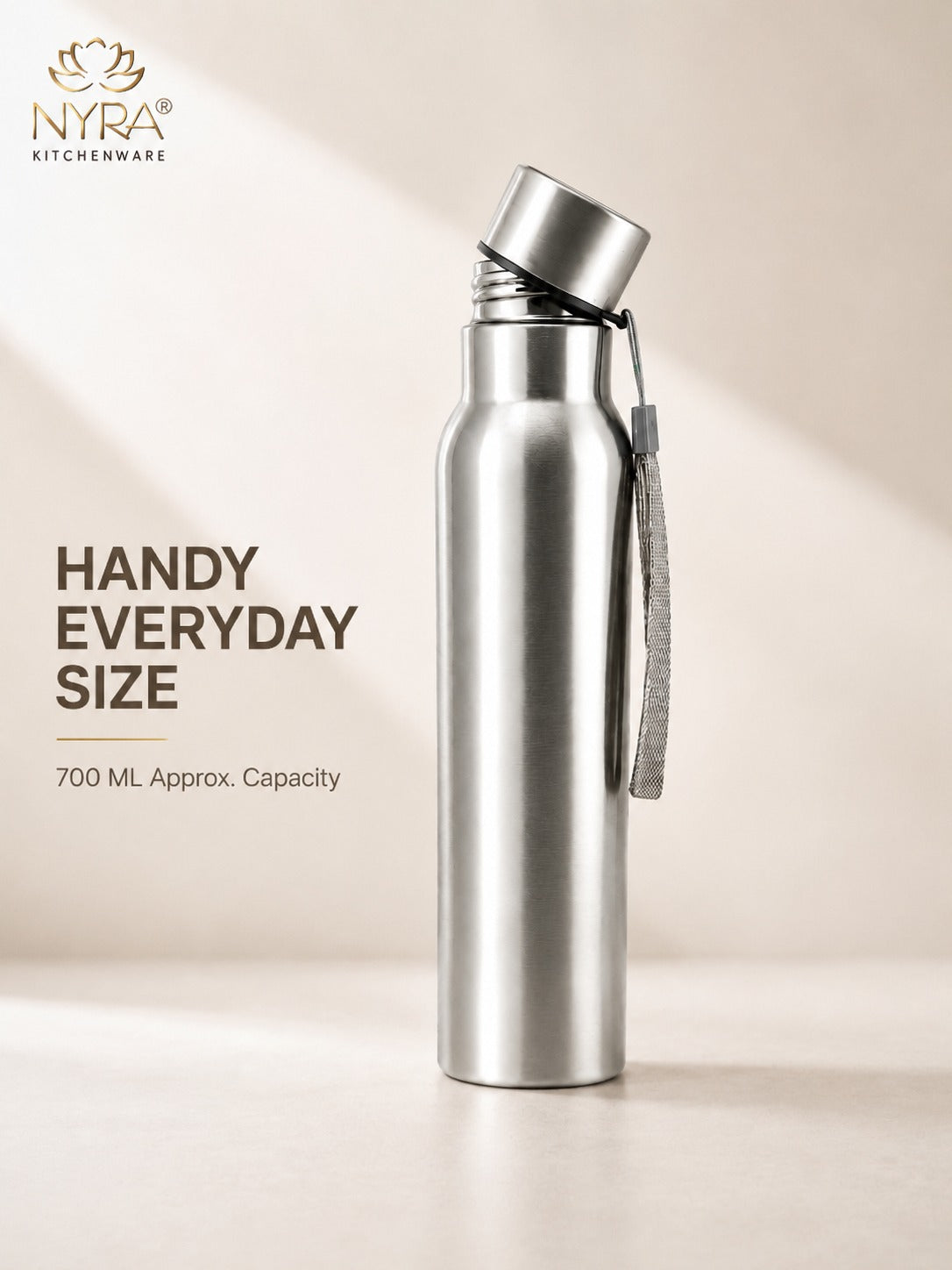 Stainless Steel Single-Walled Water Bottle with a String