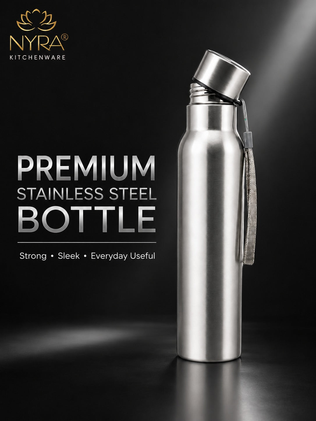 Stainless Steel Single-Walled Water Bottle with a String