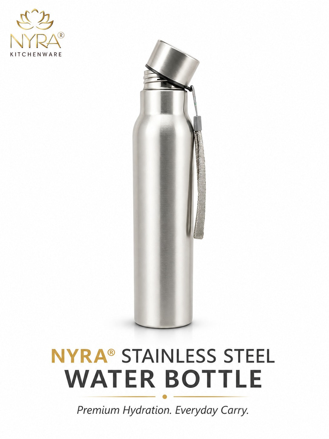 Stainless Steel Single-Walled Water Bottle with a String