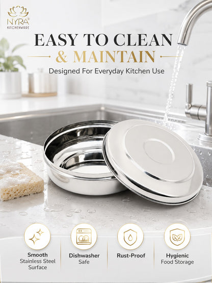 Stainless Steel Chapati Box Set | Multipurpose Kitchen Storage Containers Set of 3pcs.