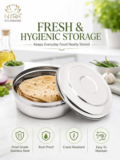 Stainless Steel Chapati Box Set | Multipurpose Kitchen Storage Containers Set of 3pcs.