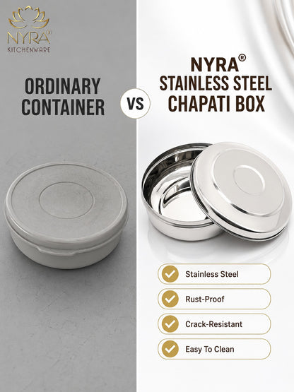 Stainless Steel Chapati Box Set | Multipurpose Kitchen Storage Containers Set of 3pcs.