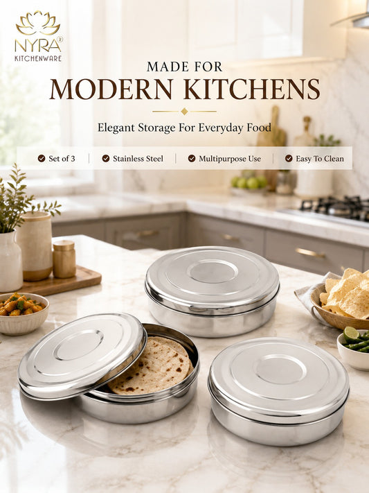Stainless Steel Chapati Box | Multipurpose Kitchen Storage Containers