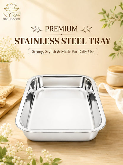 Stainless Steel Storing & Serving Tray – Multipurpose Trays for Serving Sweets & Snacks