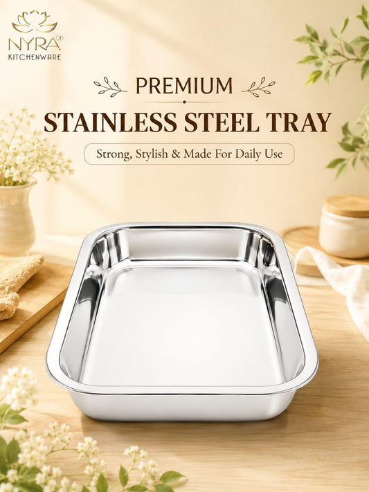 Stainless Steel Storing & Serving Tray – Multipurpose Trays for Serving Sweets & Snacks