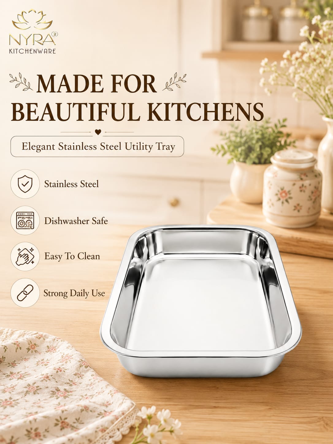 Stainless Steel Storing & Serving Tray – Multipurpose Trays for Serving Sweets & Snacks