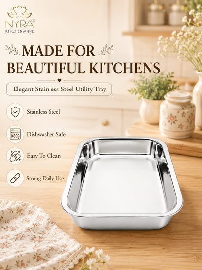 Stainless Steel Storing & Serving Tray – Multipurpose Trays for Serving Sweets & Snacks