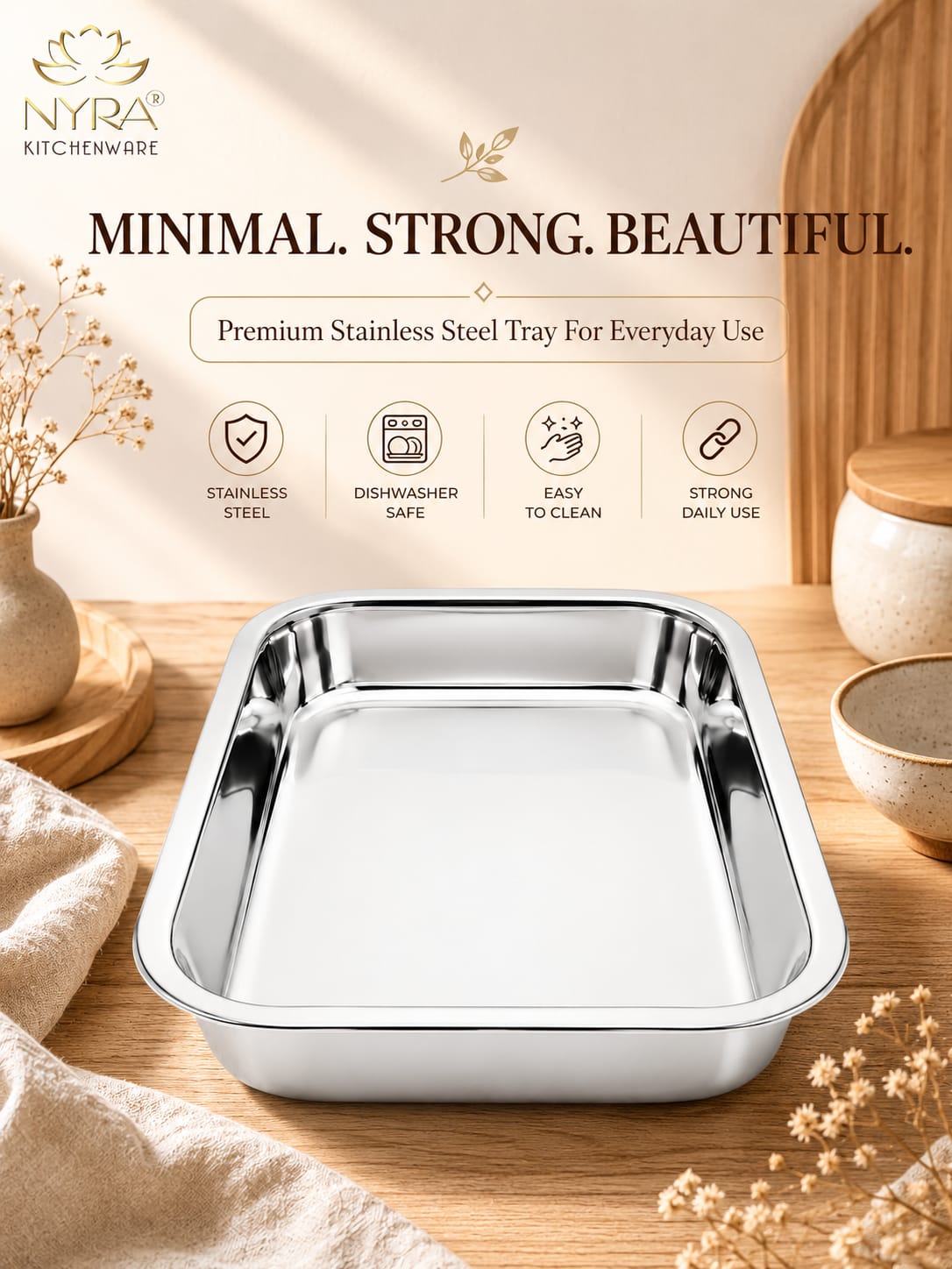 Stainless Steel Storing & Serving Tray – Multipurpose Trays for Serving Sweets & Snacks