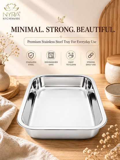 Stainless Steel Storing & Serving Tray – Multipurpose Trays for Serving Sweets & Snacks
