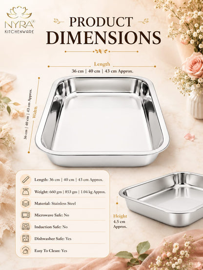 Stainless Steel Storing & Serving Tray – Multipurpose Trays for Serving Sweets & Snacks