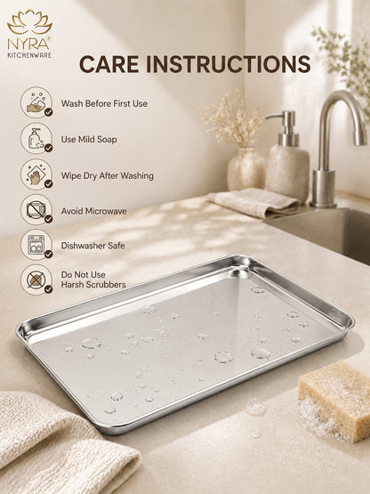 Stainless Steel Glossy-finish Serving Trays - Ideal for Cakes, Pastries, Muffins, Sweets and Snacks