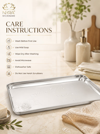 Stainless Steel Glossy-finish Serving Trays - Ideal for Cakes, Pastries, Muffins, Sweets and Snacks