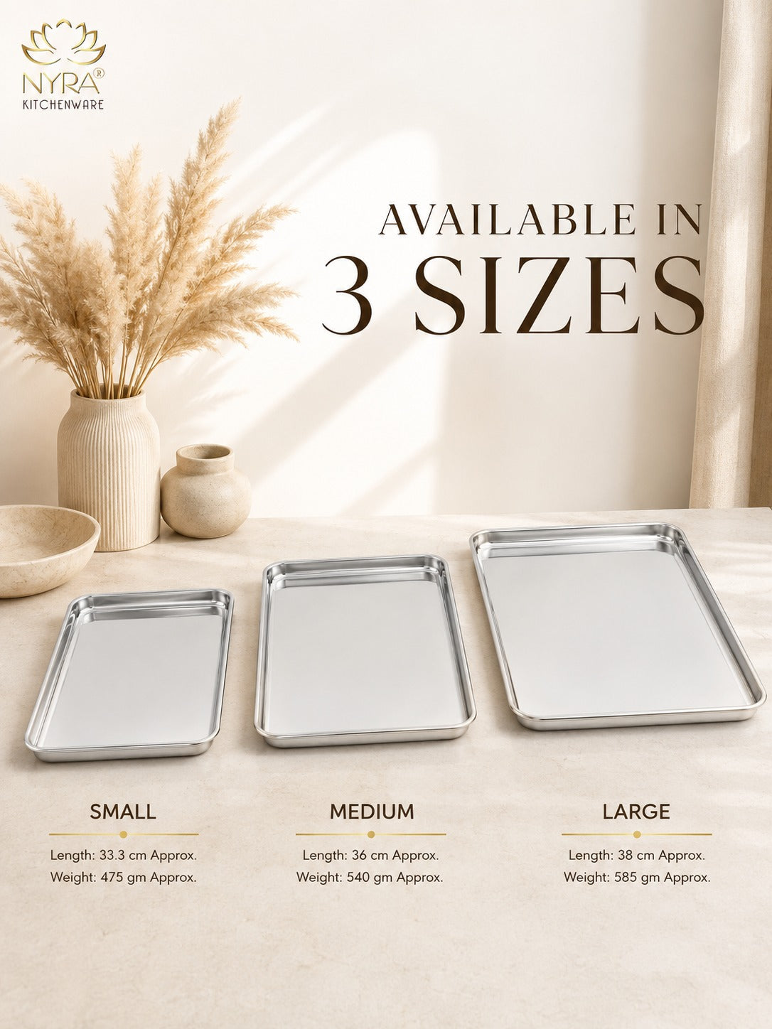 Stainless Steel Glossy-finish Serving Trays - Ideal for Cakes, Pastries, Muffins, Sweets and Snacks
