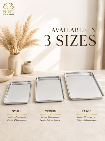 Stainless Steel Glossy-finish Serving Trays - Ideal for Cakes, Pastries, Muffins, Sweets and Snacks