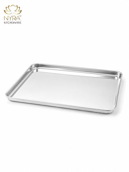 Stainless Steel Glossy-finish Serving Trays - Ideal for Cakes, Pastries, Muffins, Sweets and Snacks