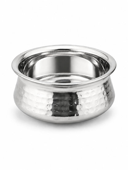 Stainless Steel Hammered Finish Dal Handi - Premium Serveware Set