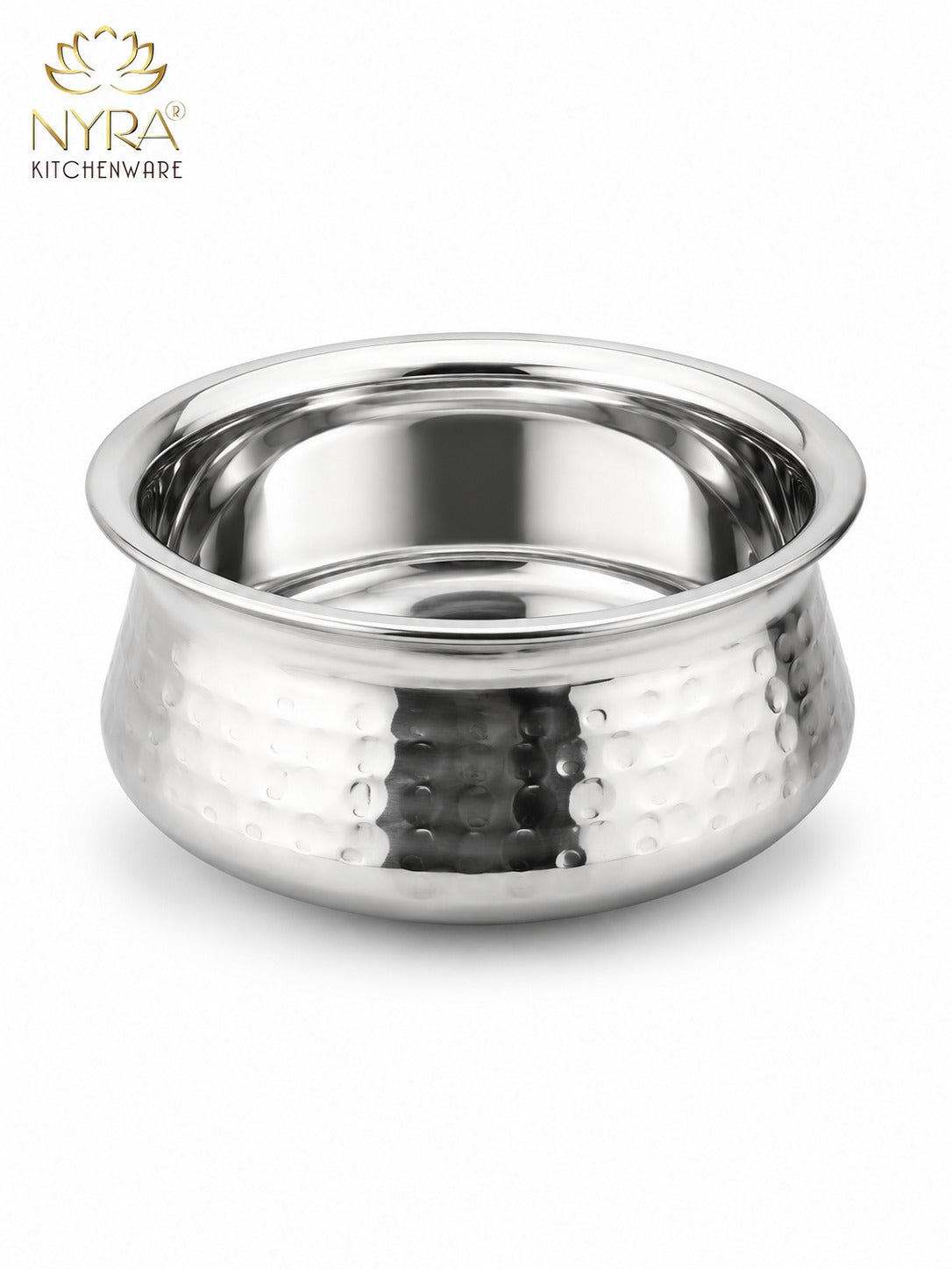 Stainless Steel Hammered Finish Dal Handi - Premium Serveware Set