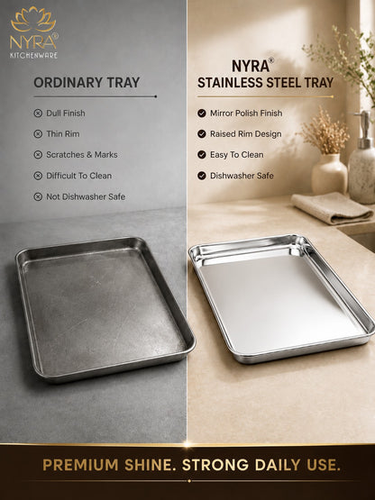 Stainless Steel Glossy-finish Serving Trays - Ideal for Cakes, Pastries, Muffins, Sweets and Snacks