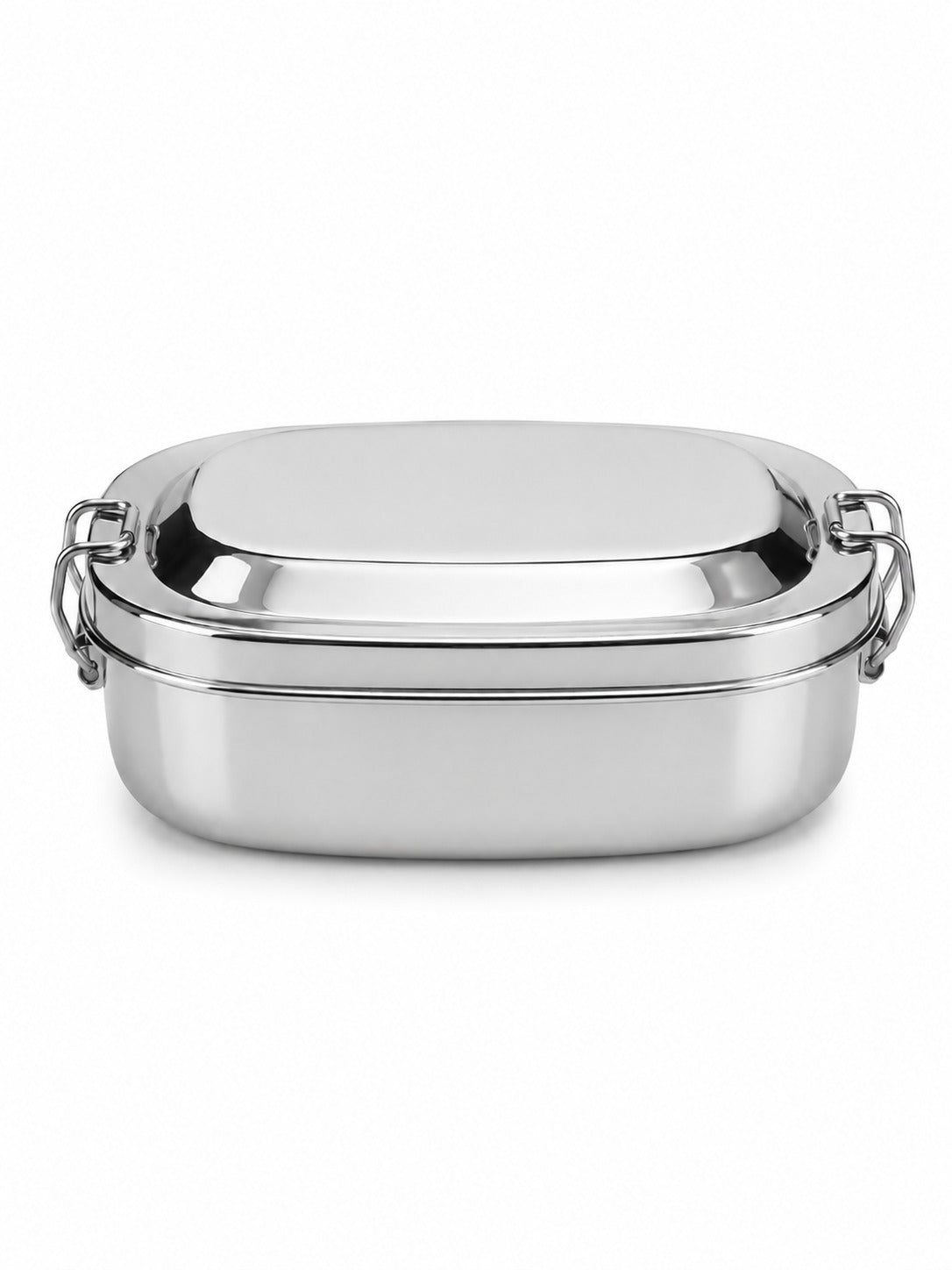 Stainless Steel Lunch Box for School & Office | Glossy Steel Tiffin Box with Double Decker Separator | Durable Food Storage Container for Kids & Adults