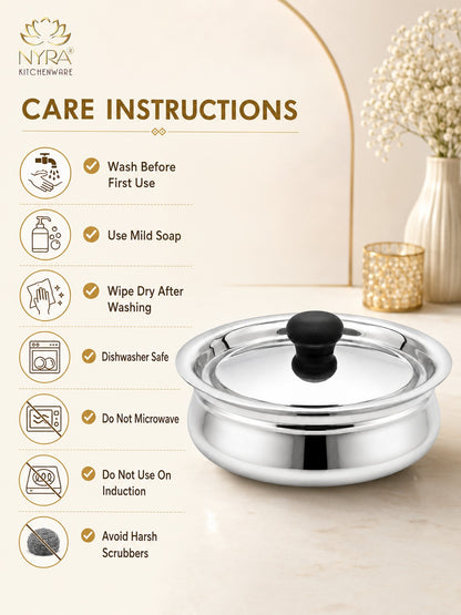 Stainless Steel Biryani Handis with Lid & PVC Knob - Set of 3pcs.