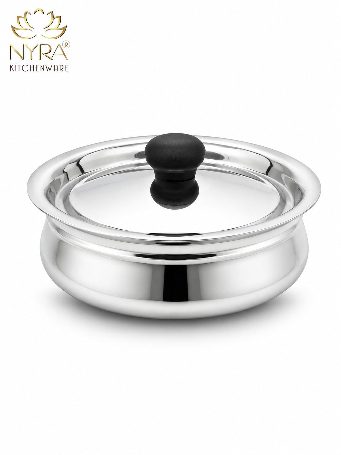 Stainless Steel Biryani Handis with Lid & PVC Knob - Set of 3pcs.