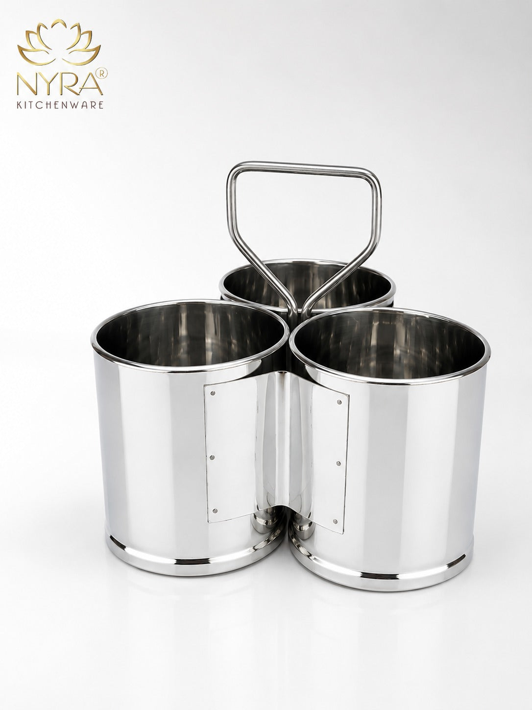 Stainless Steel Chaumukha/Chougadha Vegetable Holder with Handle | Premium 2, 3 & 4 Container Stand