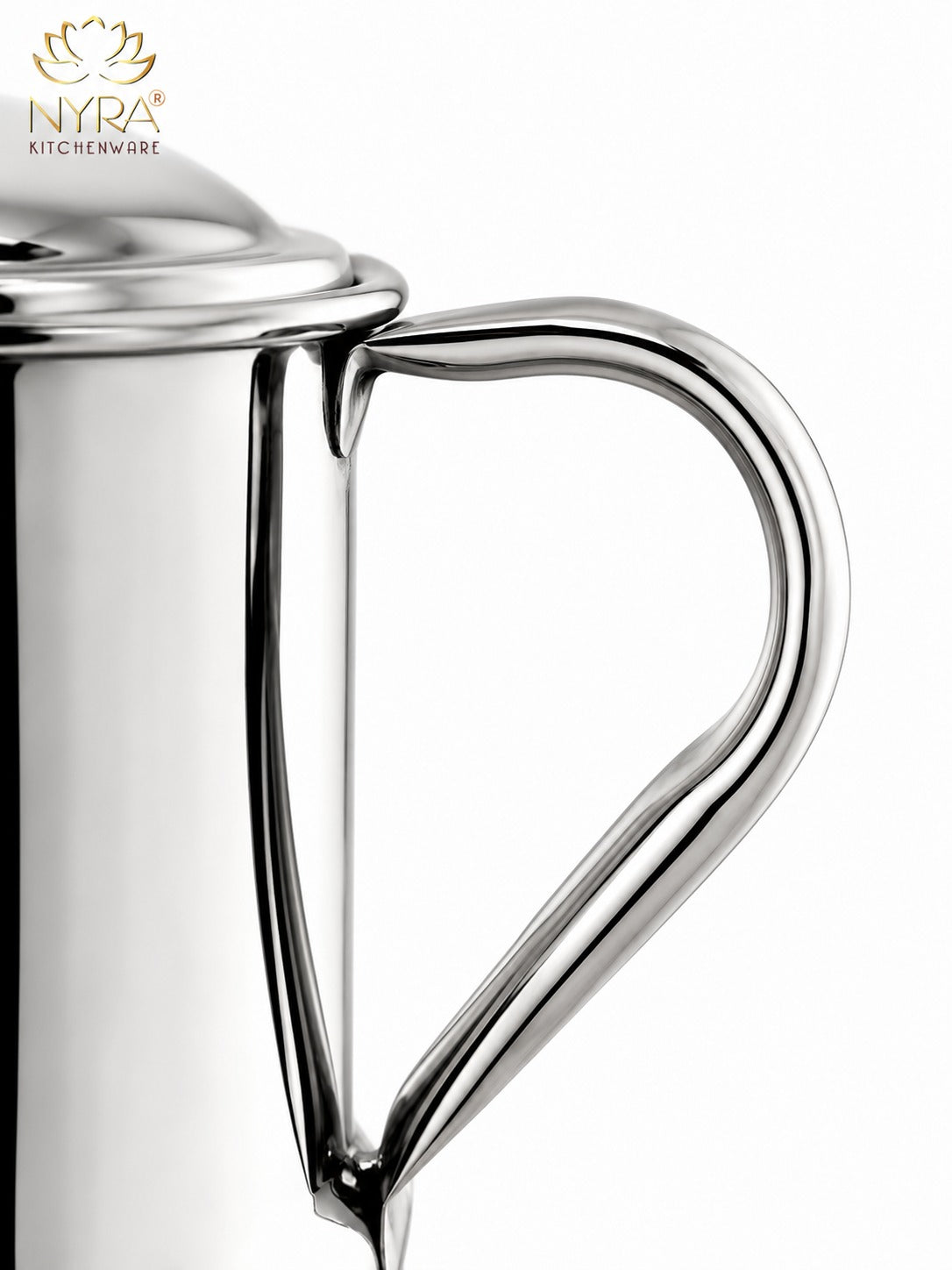 Stainless Steel Tea/Coffee Pot | Lazer Floral Print with Brass Knob
