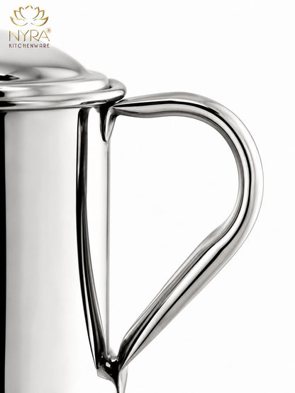 Stainless Steel Tea/Coffee Pot | Lazer Floral Print with Brass Knob