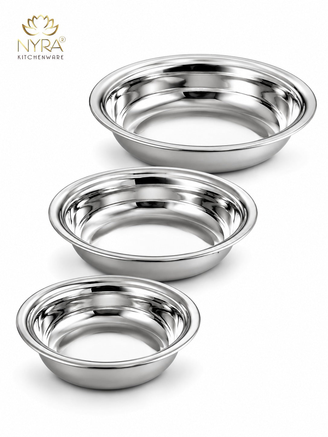 Deep Stainless Steel Multipurpose Bowls - Set of 6 for Serving & Dining