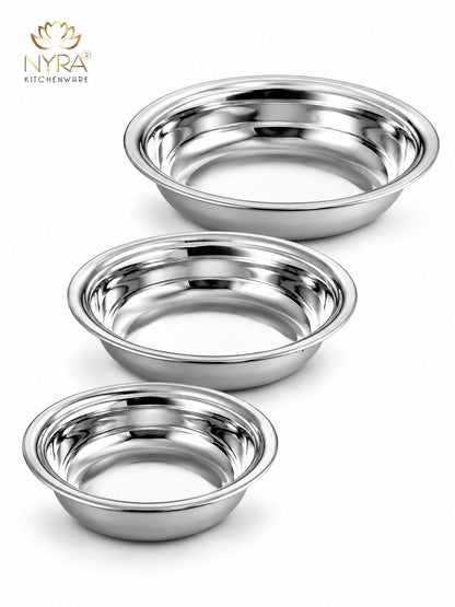 Deep Stainless Steel Multipurpose Bowls - Set of 6 for Serving & Dining