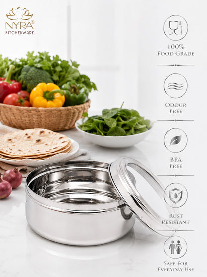 Stainless Steel Belly Box with Transparent Lid | Durable Multipurpose Food Storage