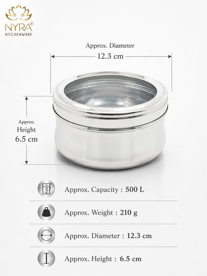 Stainless Steel Belly Box with Transparent Lid | Durable Multipurpose Food Storage