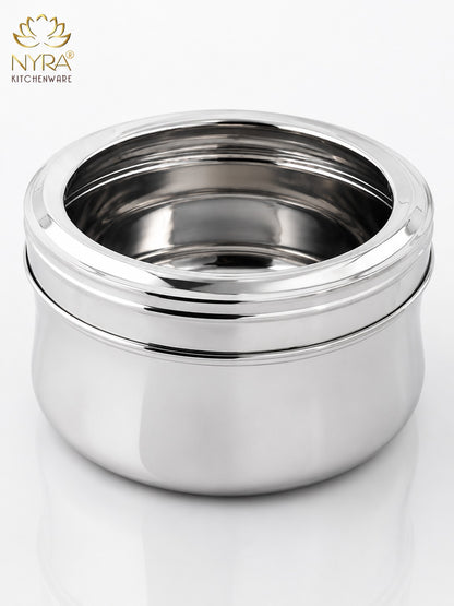 Stainless Steel Belly Box with Transparent Lid | Durable Multipurpose Food Storage