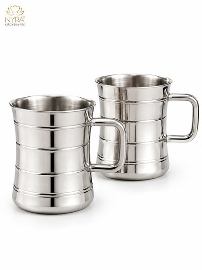 Stainless Steel Double-Walled Tea/Coffee Mug Set – Insulated 100 ml Glossy Finish Cups