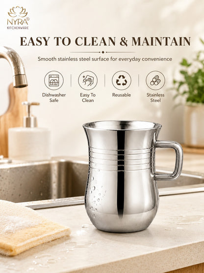 Stainless Steel Tea & Coffee Mugs | 100ml Glossy Finish/Ring Design Cup Set