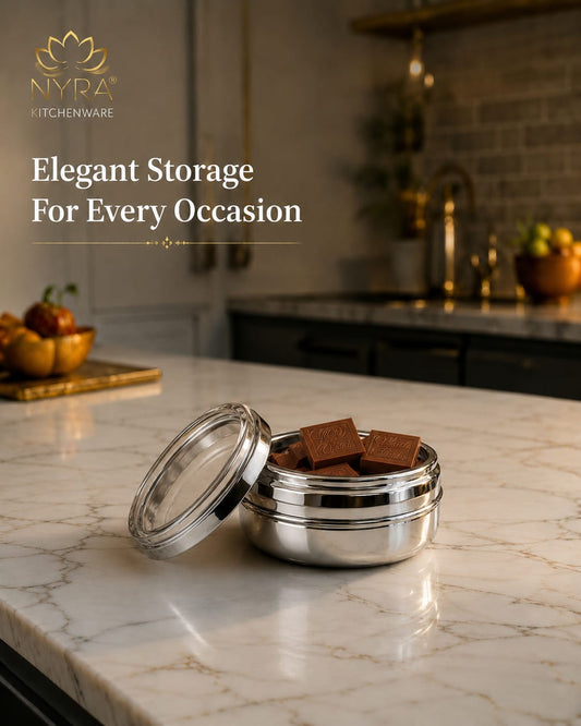 NYRA® Stainless Steel Sweet Box - for Gifting and Storing Sweets