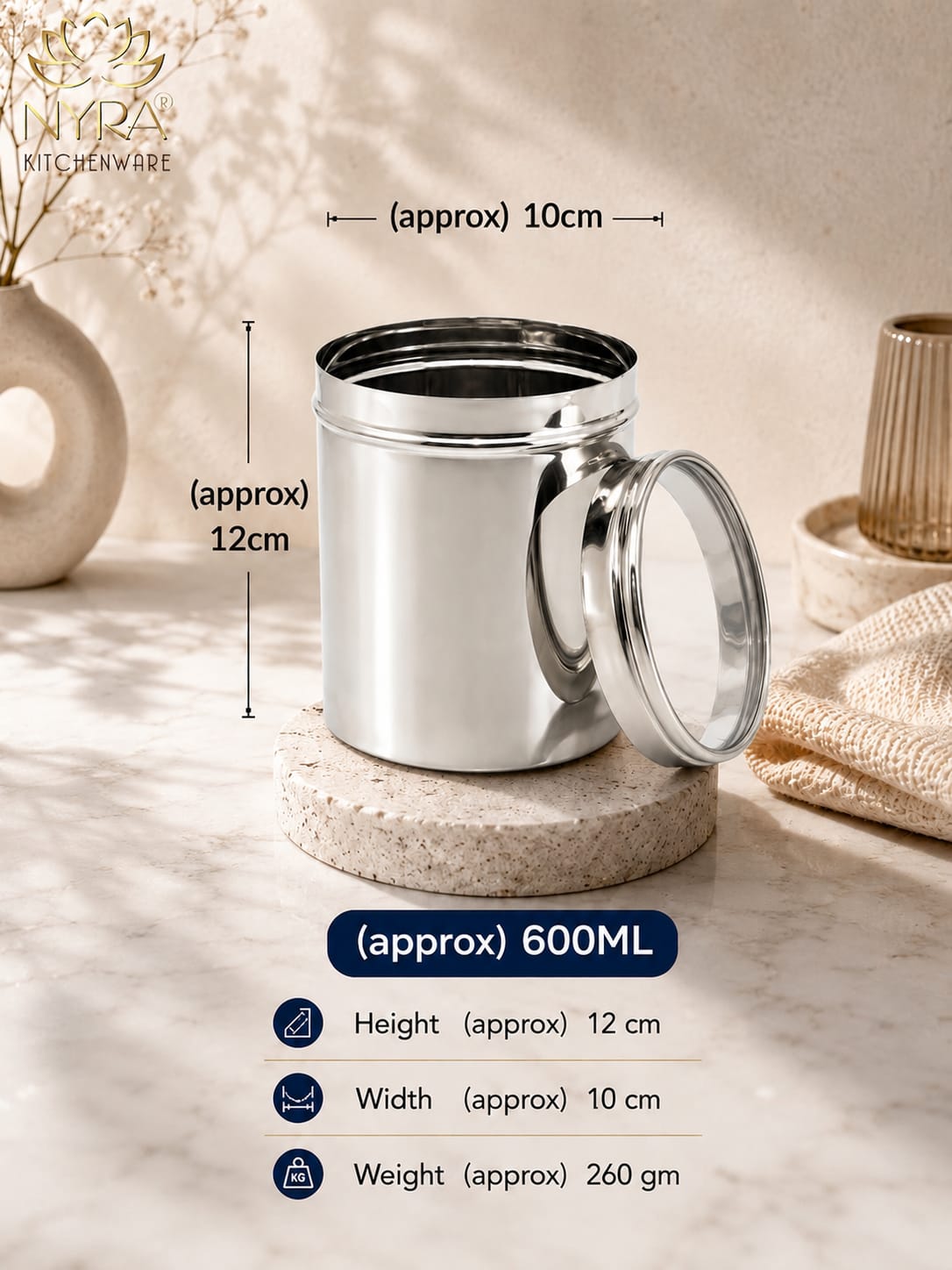Stainless Steel Multipurpose Kitchen Storage Container/Canister with See-Through Lid