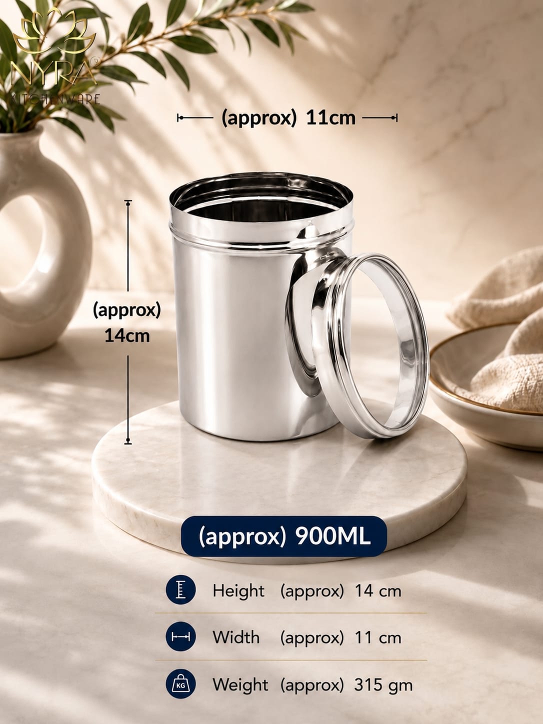 Stainless Steel Multipurpose Kitchen Storage Container/Canister with See-Through Lid