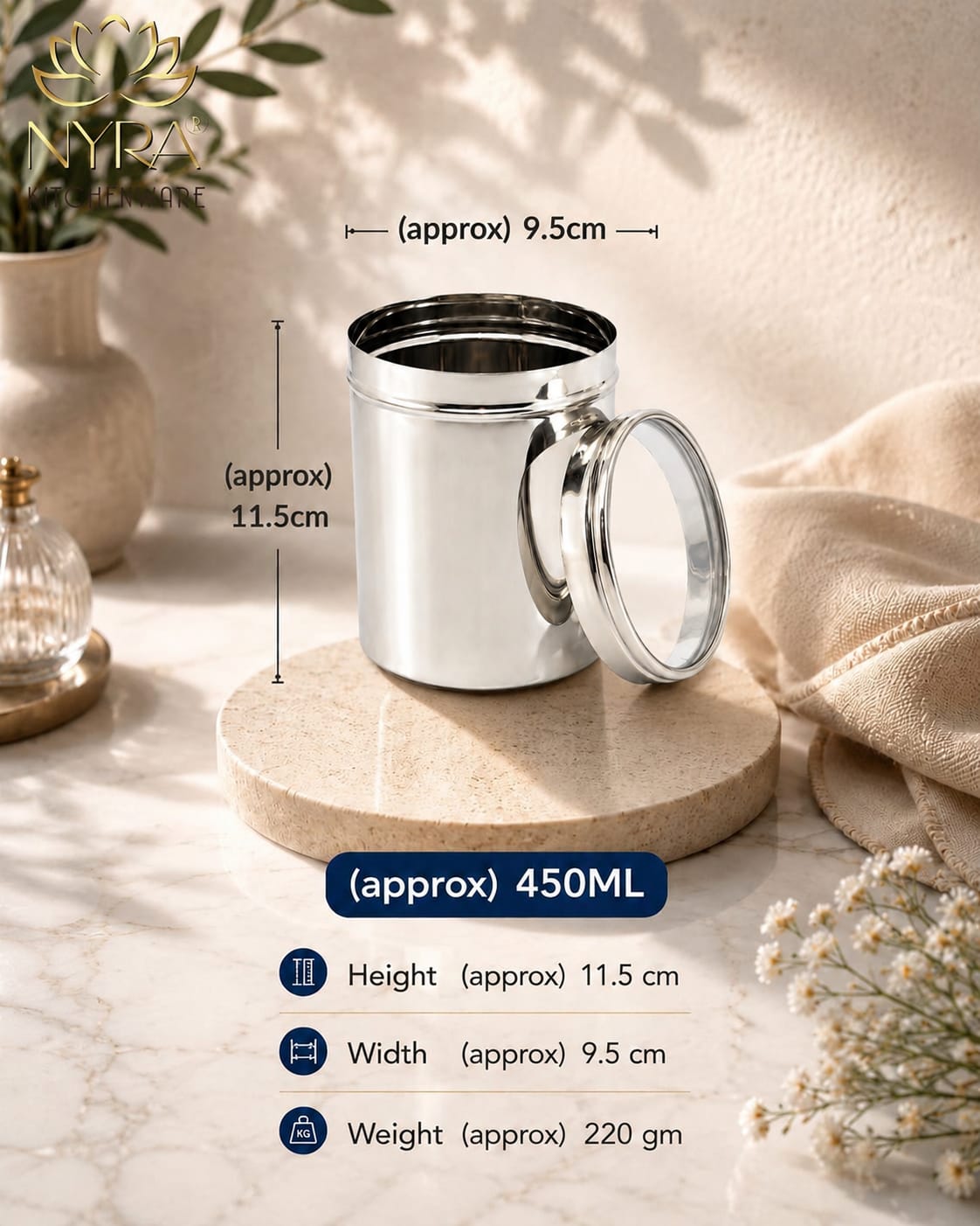 Stainless Steel Multipurpose Kitchen Storage Container/Canister with See-Through Lid