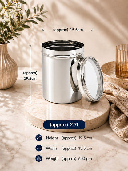 Stainless Steel Multipurpose Kitchen Storage Container/Canister with See-Through Lid