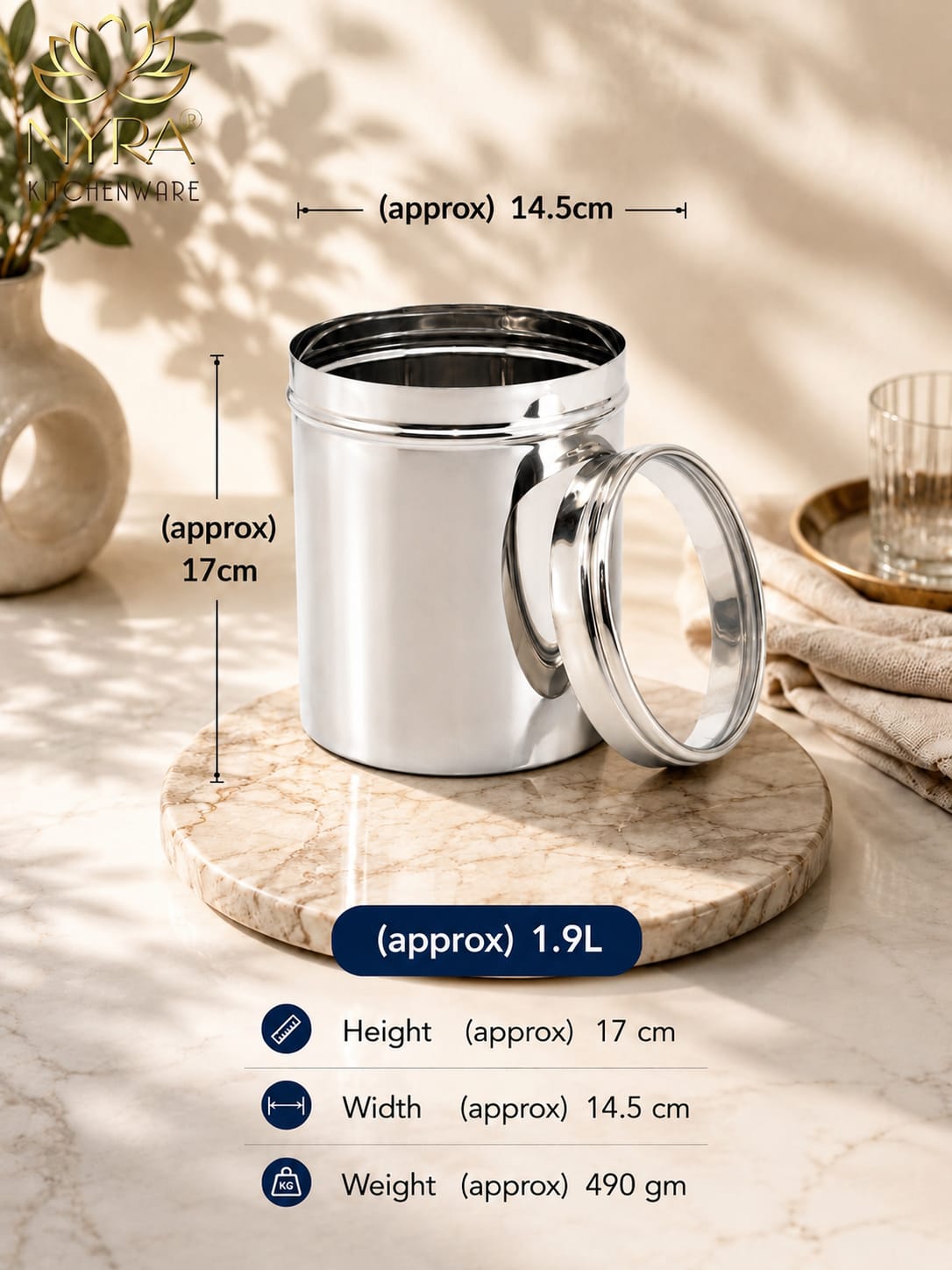 Stainless Steel Multipurpose Kitchen Storage Container/Canister with See-Through Lid