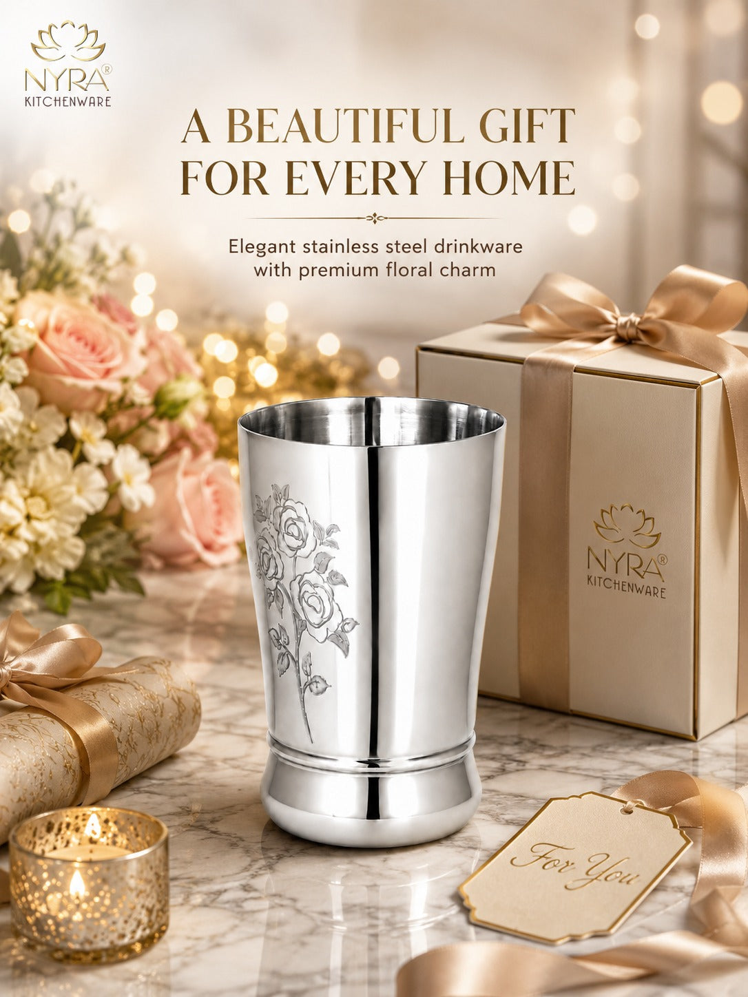 Stainless Steel Glass /Tumbler for Water 400 ML each