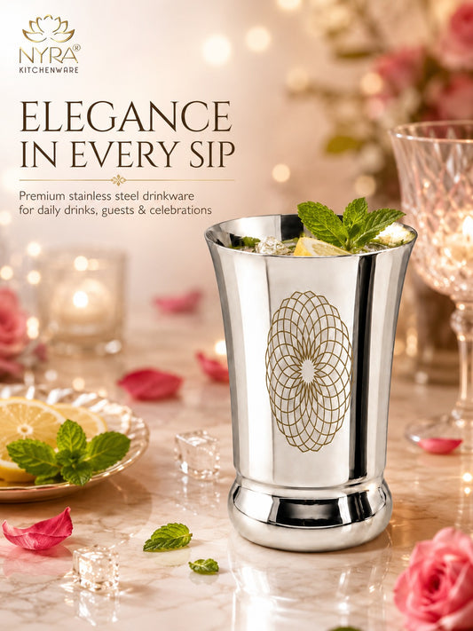 Stainless Steel Heavy Gauge Glass/Tumbler with Permanent Laser Design
