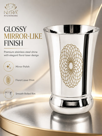 Stainless Steel Heavy Gauge Glass/Tumbler with Permanent Laser Design