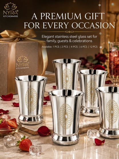 Stainless Steel Heavy Gauge Glass/Tumbler with Permanent Laser Design