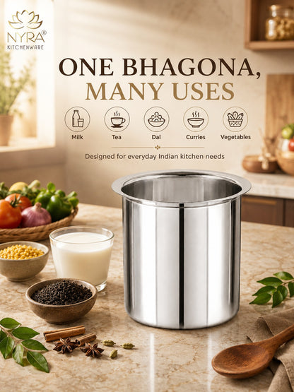 Stainless Steel Deep Water Gunj/Milk Pot/Tope/Bhagona - 10 sizes