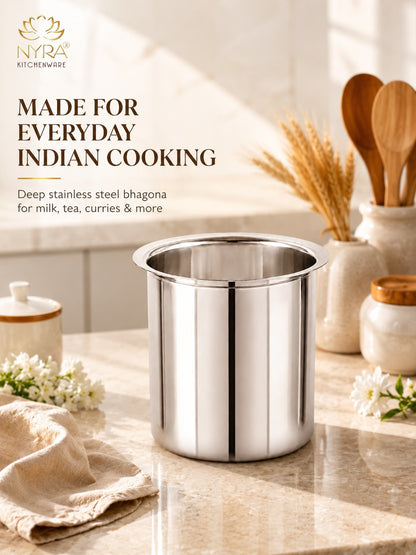 Stainless Steel Deep Water Gunj/Milk Pot/Tope/Bhagona - 10 sizes