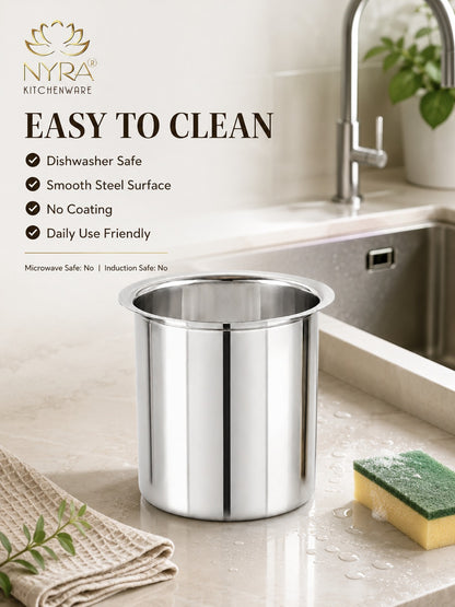 Stainless Steel Deep Water Gunj/Milk Pot/Tope/Bhagona - 10 sizes